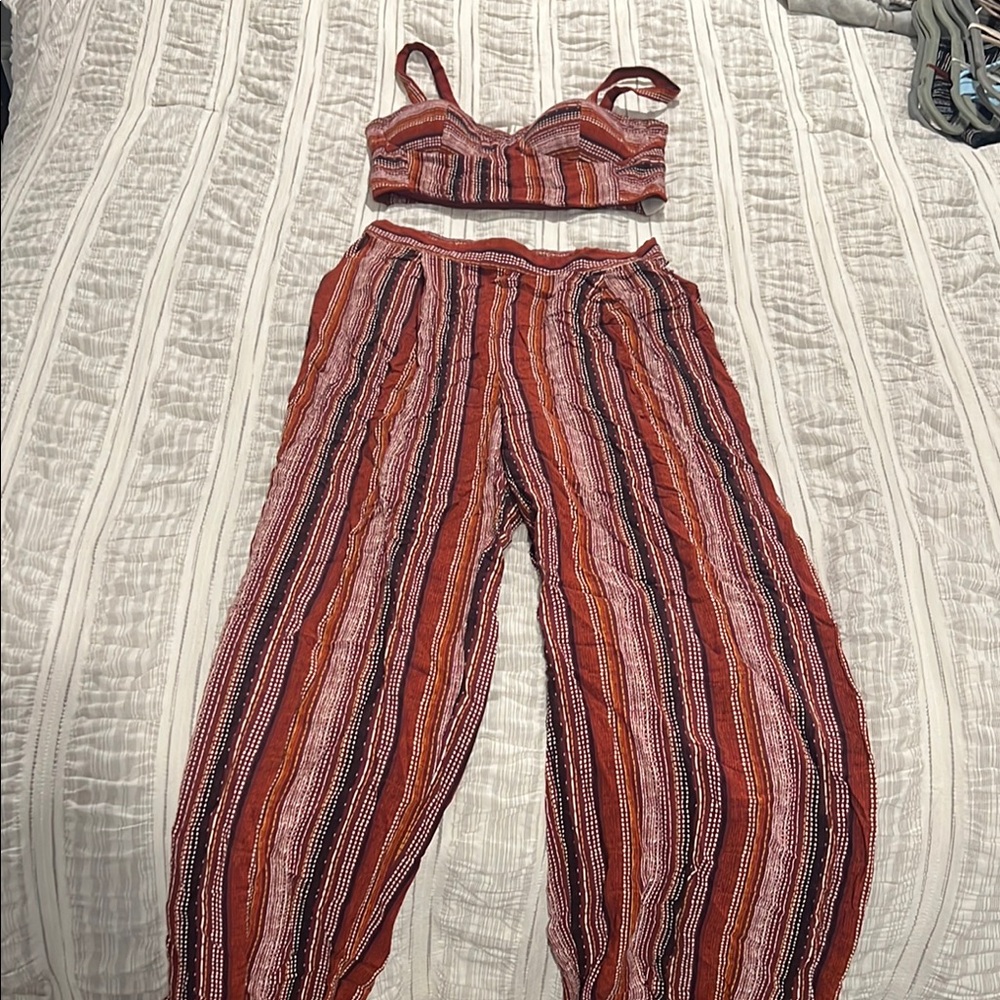Striped Red and White Women's Jumpsuit